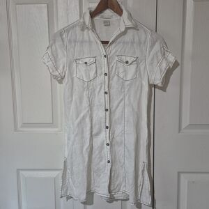 Tweeds White Linen Buttoned Tunic Womens Size S